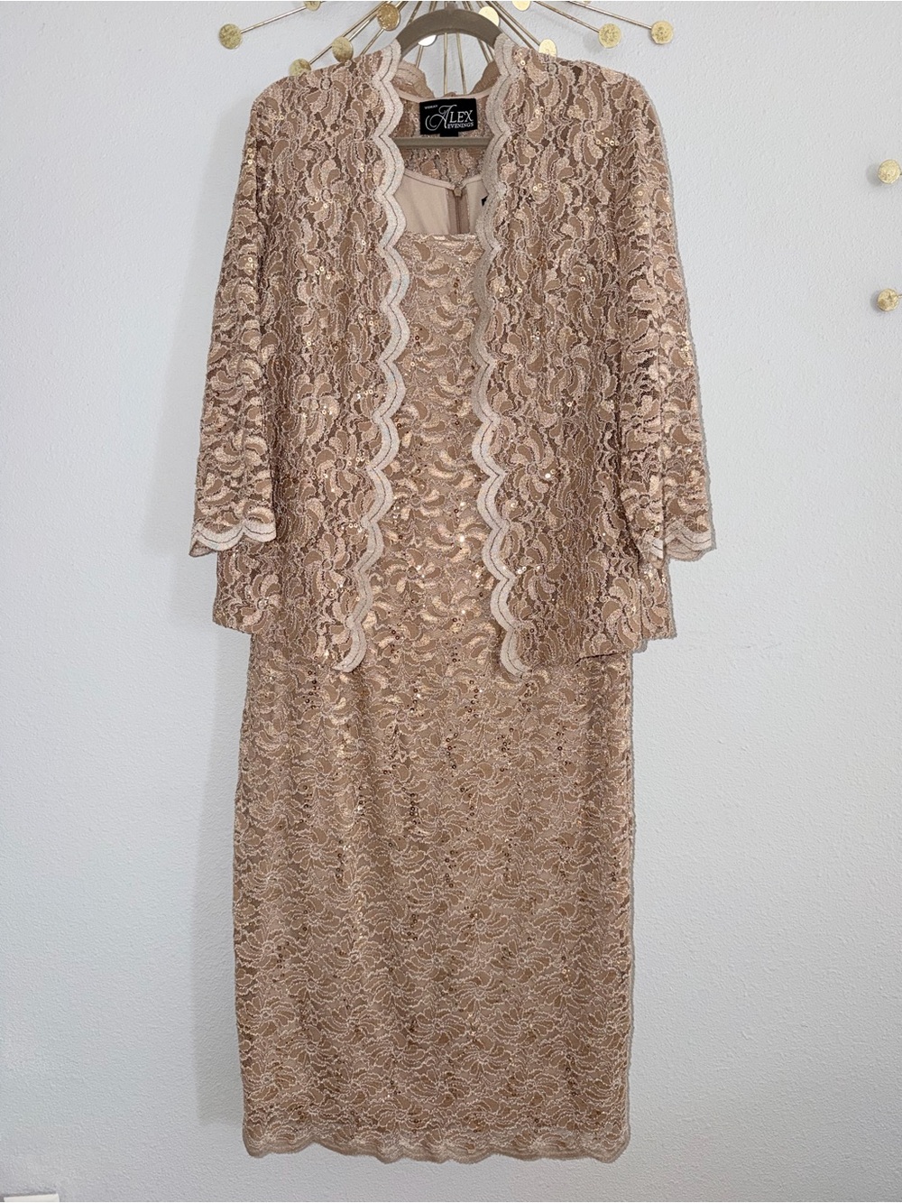 Alex Evenings Lace Dress - Champagne Gold (Wedding Guest, Mother of Bride/Groom)